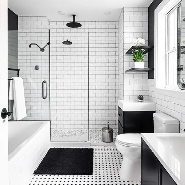 black and white bathroom